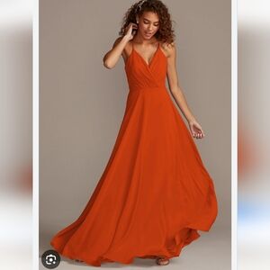 David's Bridal Spaguetti Strap V-neck Maxi Dress Sienna Color